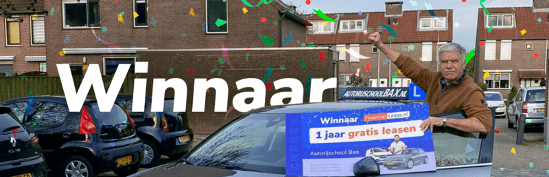Winnaar 1 jaar gratis financial lease autorijschool bax